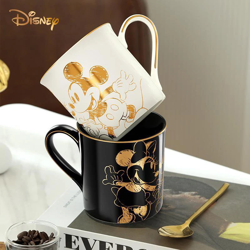 Disney Ceramic Mugs Anime Mickey Minnie Mouse Kawaii Couple Water Cup Coffee Mug Tea Cups Kids Cartoon Milk Cups Mug Xmas Gifts