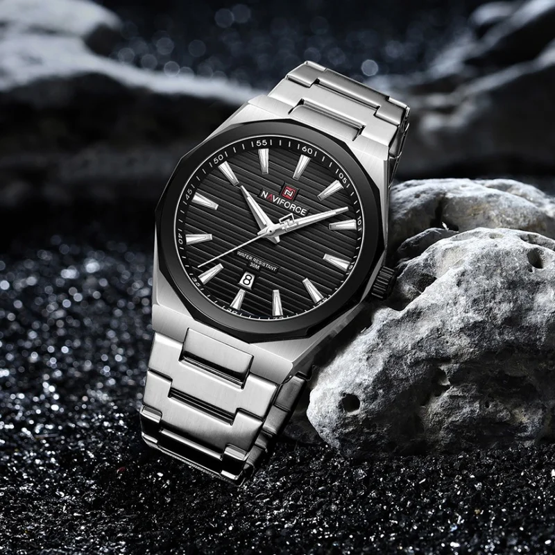 

Мужские часы NAVIFORCE: модные, спортивные, в стиле милитари, кварцевые, с датой, подарочные, повседневные, на стальном ремешке