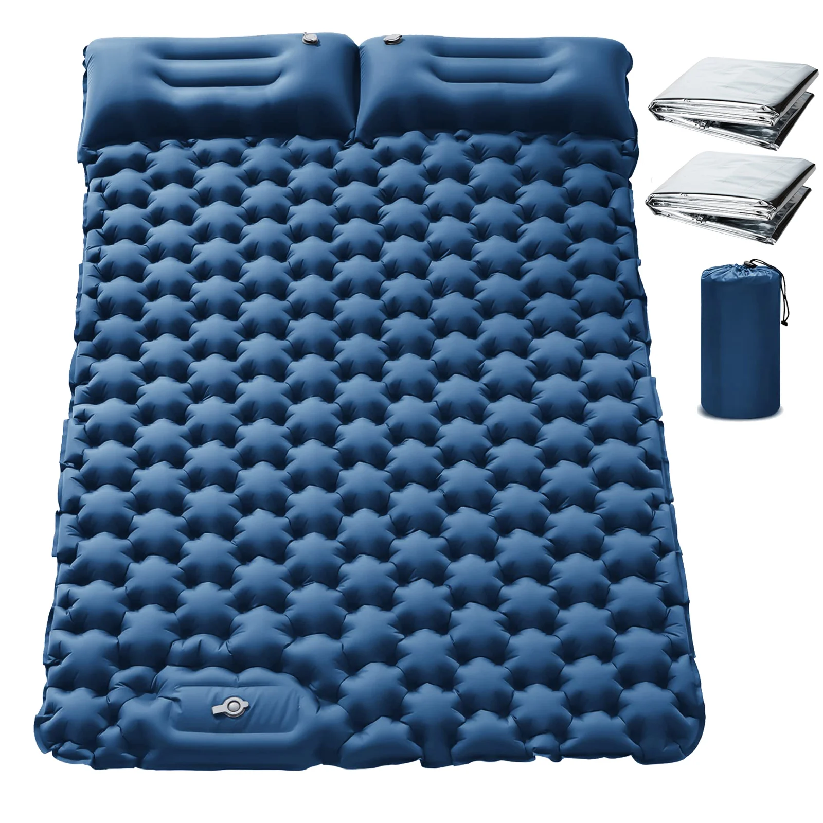 Doppelte aufblasbare Camping-Isomatte, mit Kissen, integrierte Fußpumpe für Outdoor-Rucksackreisen, Wandern, tragbare Camping-Pad