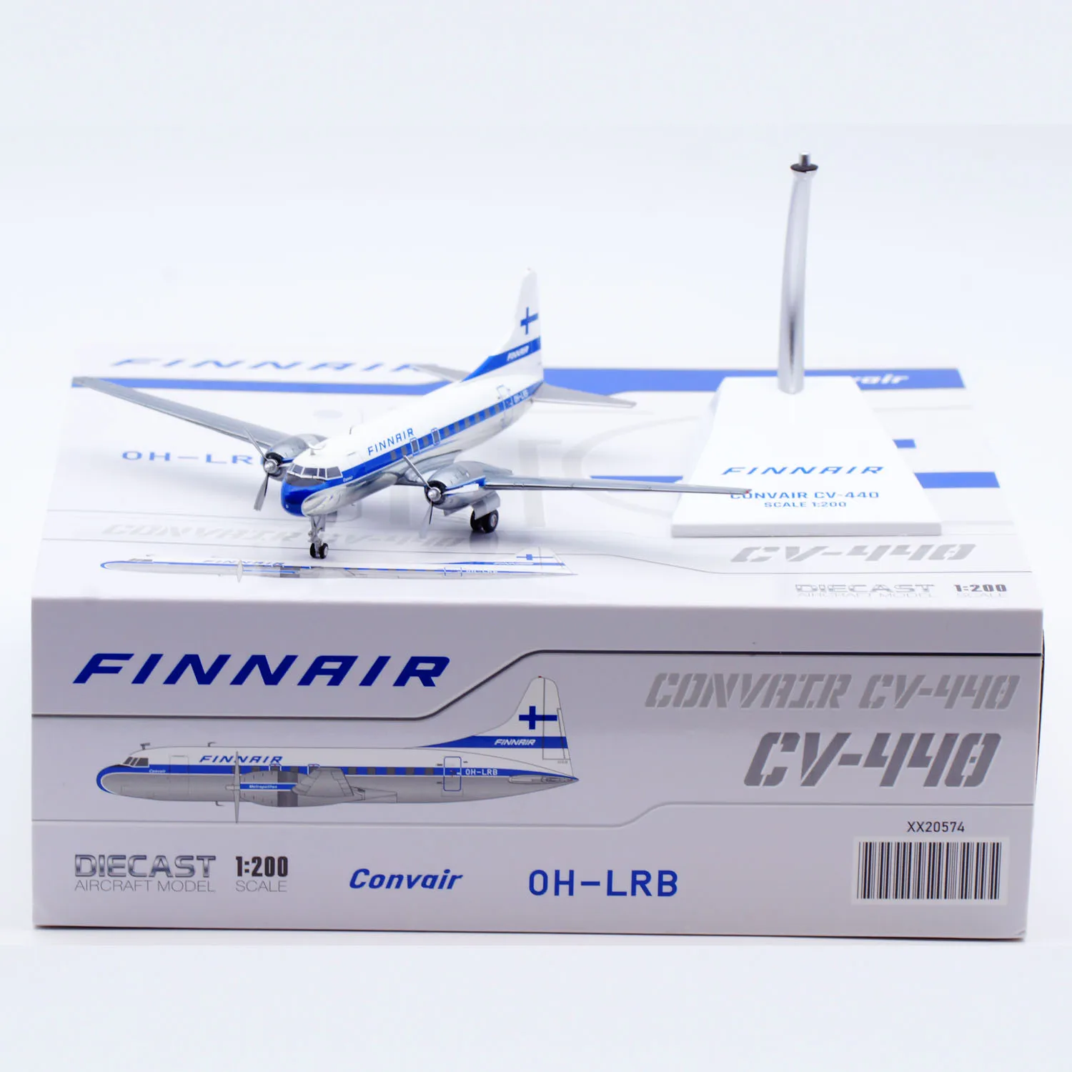 

XX20574 Коллекционный самолет из сплава в подарок JC Wings: 200 Finnair Convair CV-440 [полировка] Литая под давлением модель самолета OH-LRB с подставкой