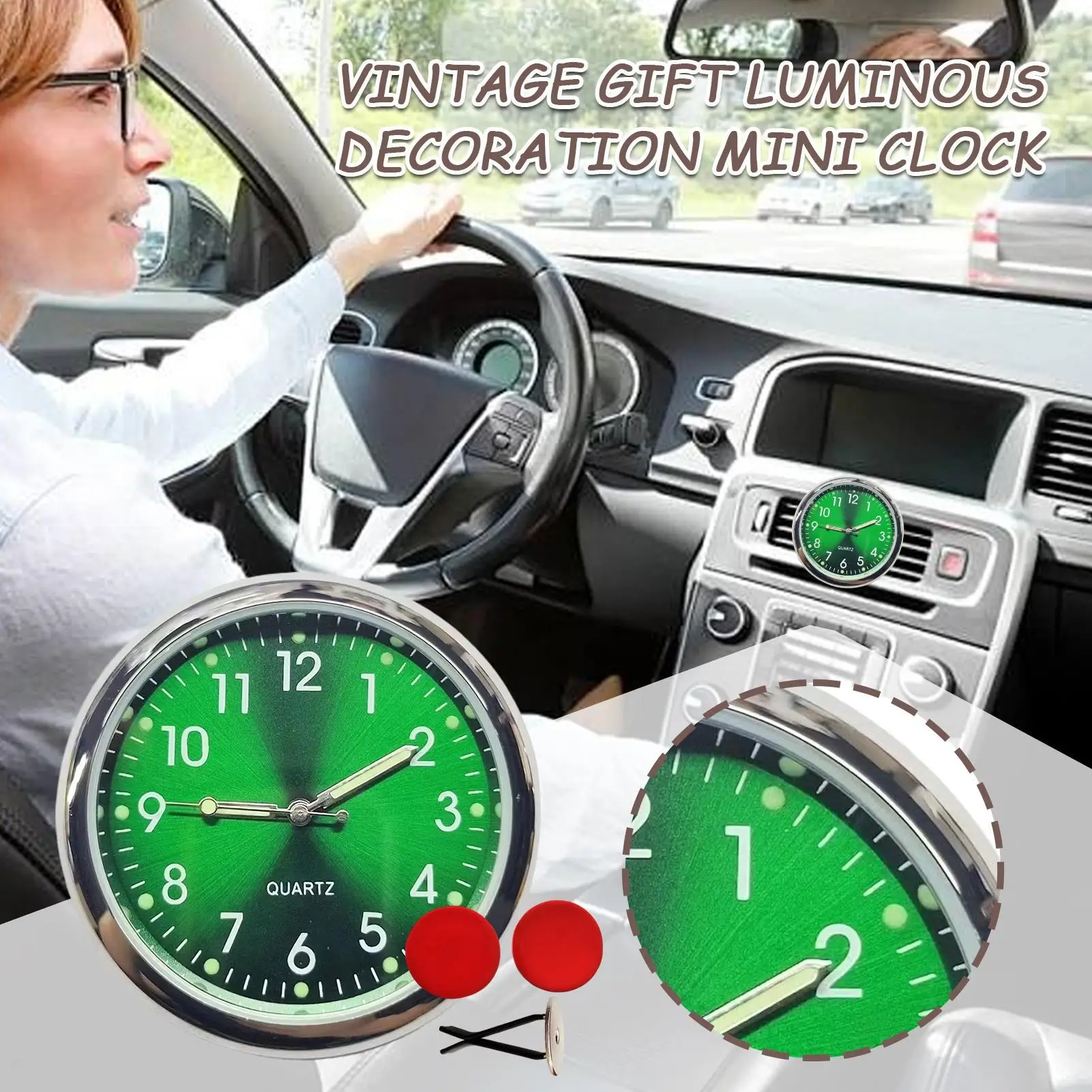 Clock For Car Quartz Decorative Watch Pocket Clock For Car Dashboard Motorcycle Vehicle Interior Vent Decoration