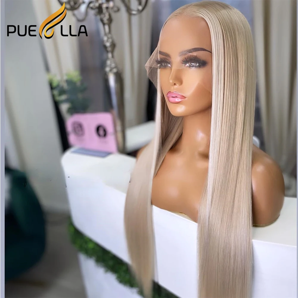 13X6โปร่งใสลูกไม้วิกผมด้านหน้า13X4ตรง Platinum Blonde Highlight วิกผมผมมนุษย์บราซิล wigs ความหนาแน่น180