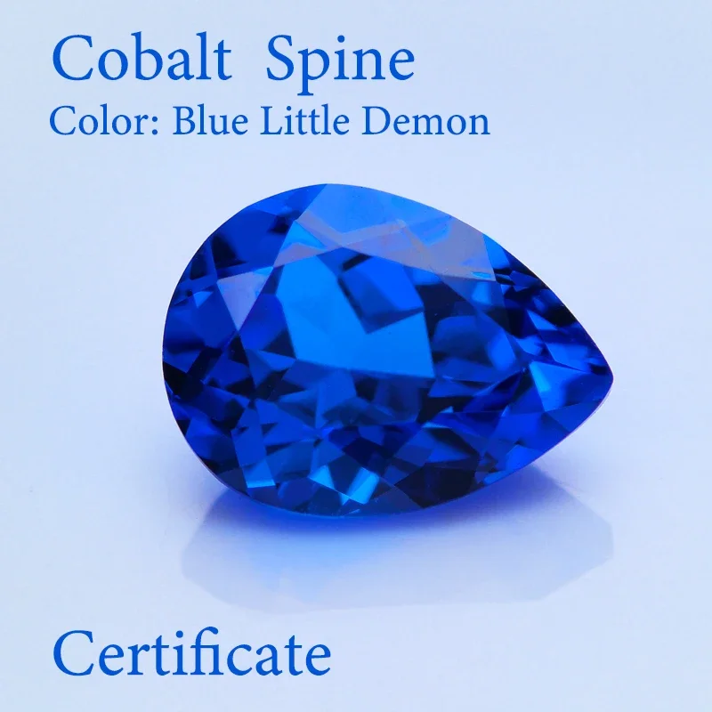 Cobalt Spine Lab Grown Sapphire Pear Shaped  Blue Little Demon Color VVS1 Charms Diy Jewelry Making Selectable AGL Certificate