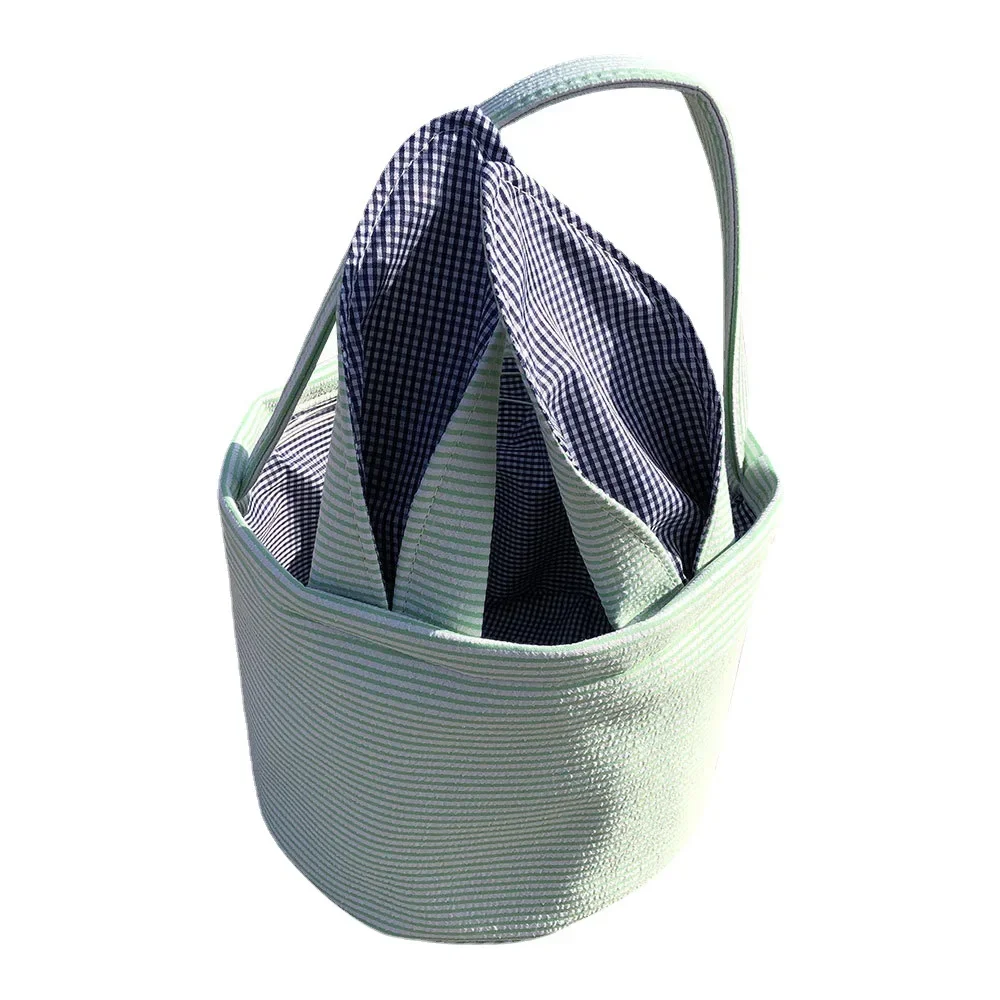 Striped Easter Basket Eggs Candy Bag Easter Seersucker Basket Easter Party Supplies Gifts for Kids
