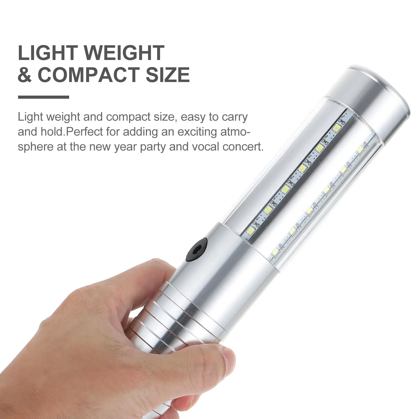 

1pc Led Glowing Stick Party Flashing Wand Night Handheld Charging White Light Performance Durable Aluminum Alloy Us