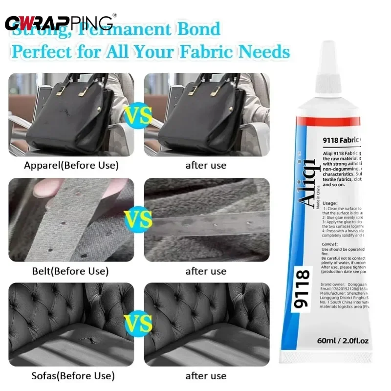 20/60ML Fabric Repair Glue Clear for Signs Multipurpose Adhesive DIY Cloth Strong Fibre Industrial Crafts Jewellery Accessories view 4