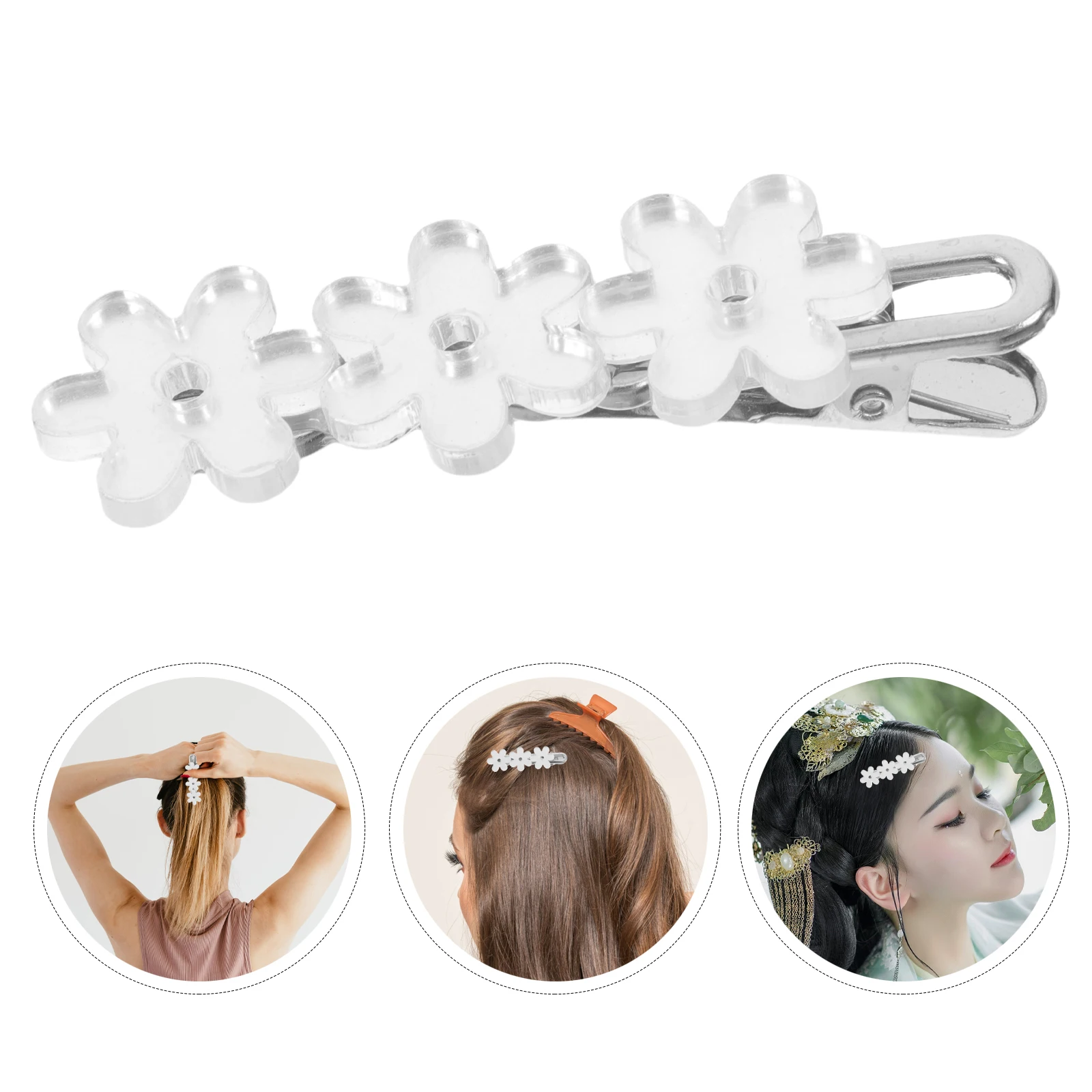 

Flower Hairpins Mirror Flower Clip Women Secure Side Clips Alligator Clips For Thick Hair Lightweight Durable Floral Hair
