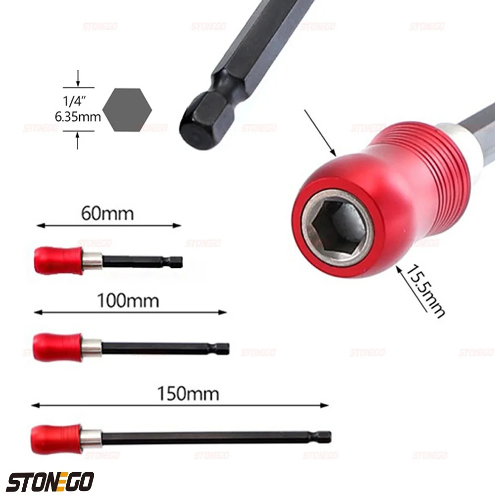 Magnetic Bit Holder 60mm 100mm 150mm Hex Shank Screwdriver Drill Bit Holder Extension Tool