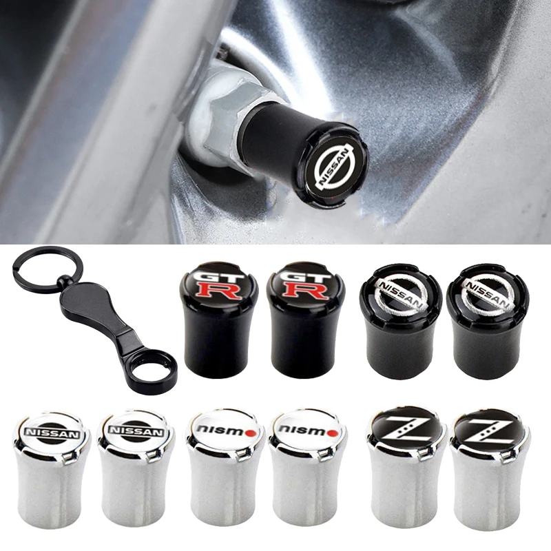 

Alloy Car Wheel Tire Valve Caps Covers with Wrench for Nissan Nismo GTR Z 370Z Altima Kicks Micra Navara Qashqai Sylphy X-Trail
