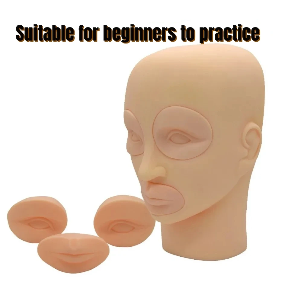 

Practice Silicone Detachable 3D Embroidery For Head Molds, Beginners Practice Floating eyebrows and lips