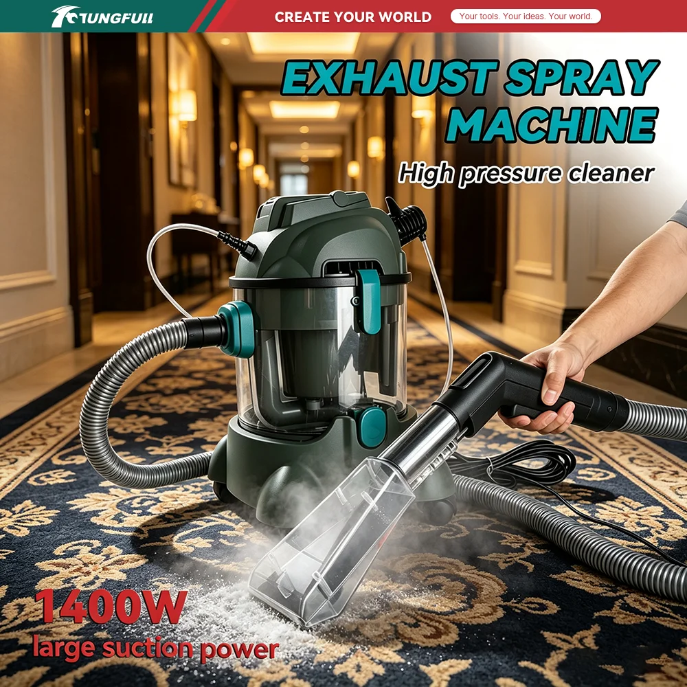 Multifunctional Spray Extraction Vacuum Cleaner 1400W Wet Dry Blow Shampoo Cleaning Machine for Carpet Auto Fabric Upholstery