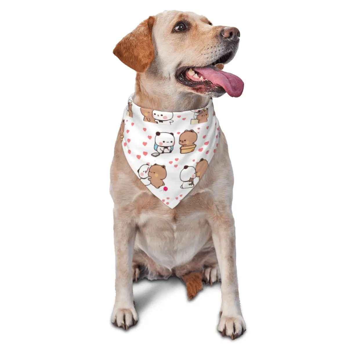 Bubu Dudu Love Story Pet Scarf Peach And Goma Polyester Dog Cat Bandanas Creative Triangle Bib Pet Accessories