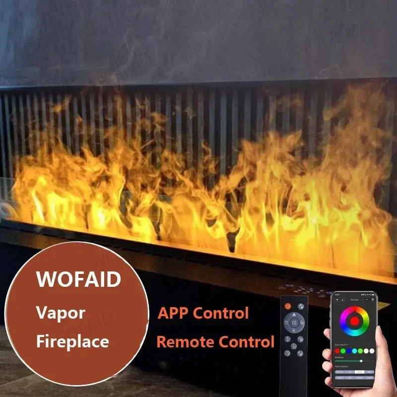 

Connection App Vapor Fireplace 3D Atomizing Recessed Electric Fireplace Timer Touch Simulation Colors Flame Multiple Fireplace