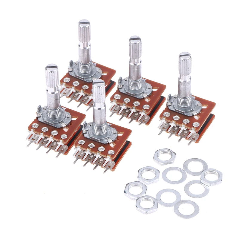 【New】2/5Pcs 8Pins B50K B100K Sound Volume Amplifier Potentiometer Dual Channel 8-Pin Flower Shaft 20mm 25mm 30mm WH148 (16) Typ