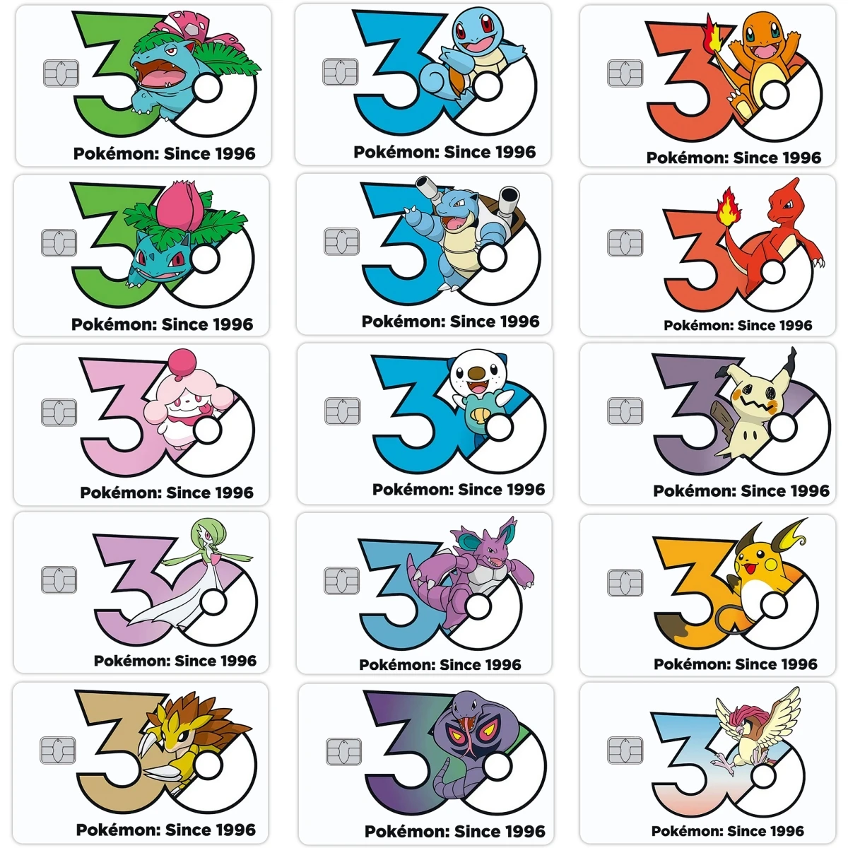 

Anime Pocket 30th Anniversary Charizard Bulbasaur Squirtle Charizard Cartoon Credit Debit Bank Visa Card Stickers Film Tape Skin