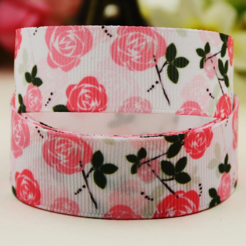 22mm 25mm 38mm 75mm flower cartoon printed Grosgrain Ribbon party decoration 10 Yards satin ribbons