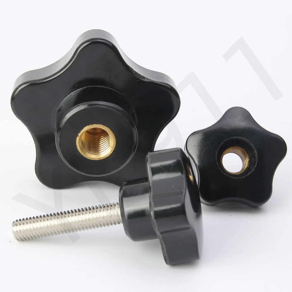 YK911 Plum Bakelite Hand Tighten Nuts Handles Plastic Five-Pointed Star Grip Knob Handle Head Screw