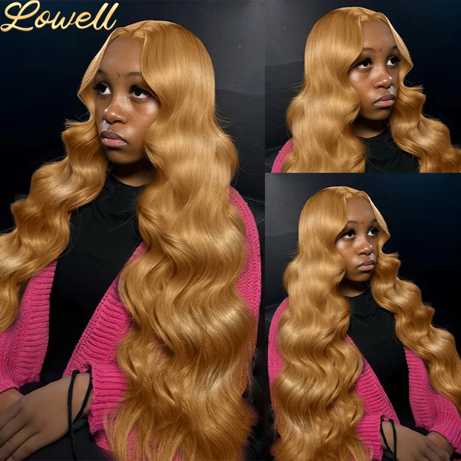 

27 # Парик из натуральных волос цвета медового блонда, 13x6, 13x4, с волнистым эффектом, HD прозрачный кружевной фронтальный, бразильский, предварительно выщипанный, окрашенный, для женщин