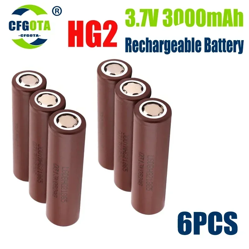 Bateria Recarregável para Chave de Fenda, Dedicado para Chave de Fenda, 100% Original, Novo, HG2, 18650, 3000mAh, 3.7V Descarga, 20A