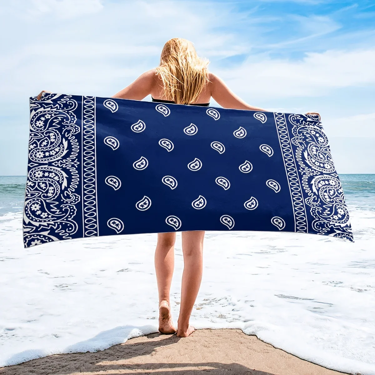 Paisley Print Soft Comfortable Lightweight Sand-proof Beach Towel - Sweat Absorbent & Quick Drying - Perfect For Outdoor Beach