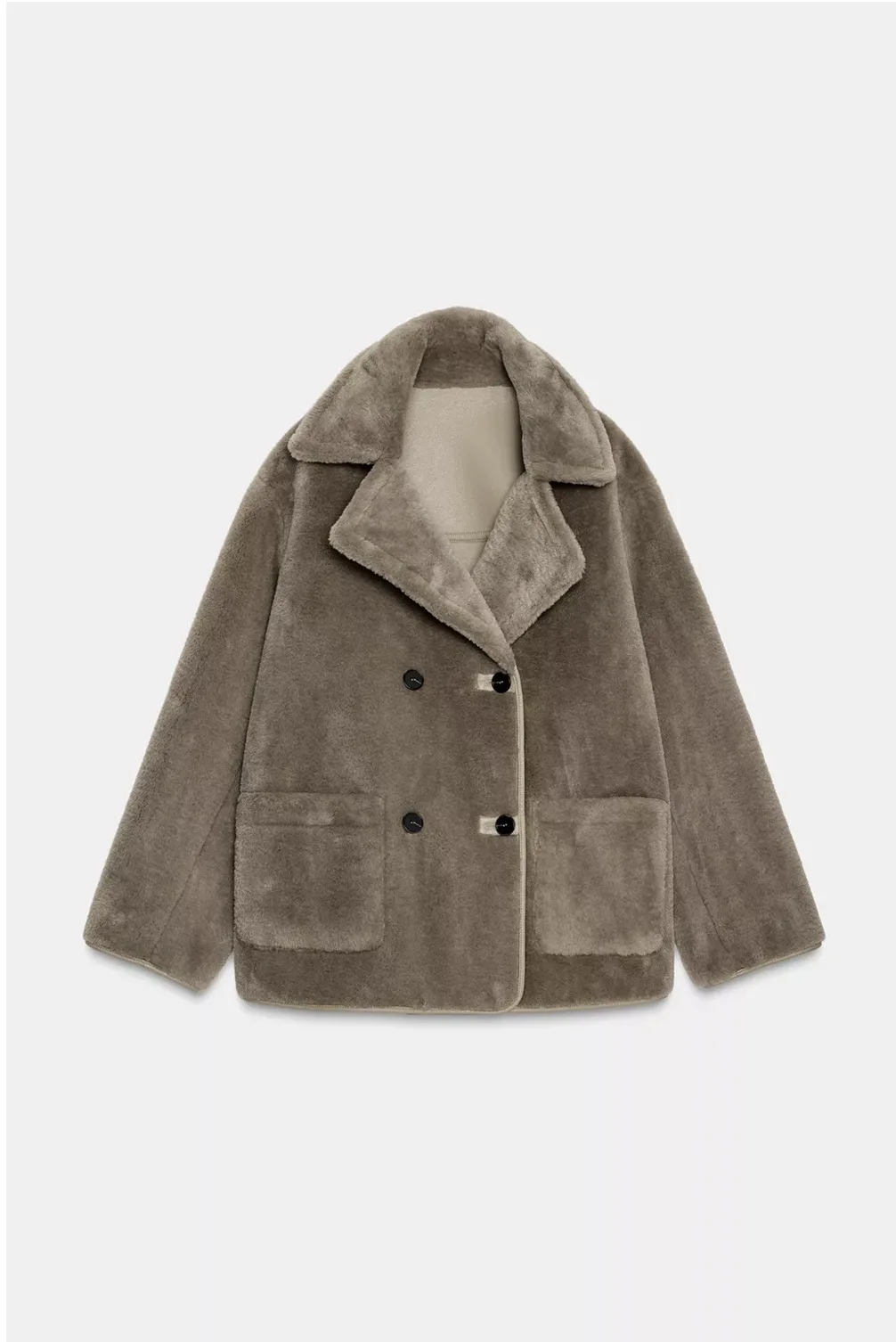 Jaqueta Feminina Casual Dupla Face de Couro Sintético com Forro de Pele Integrado, Coleção Inverno 2025, Estilo Urbano, Gola Alta, Cor Pura