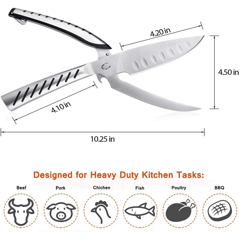 Multifunction Kitchen Scissors, Dismantling Of Stainless Steel Poultry Scissors For Chicken, Fish, Meat And Grill
