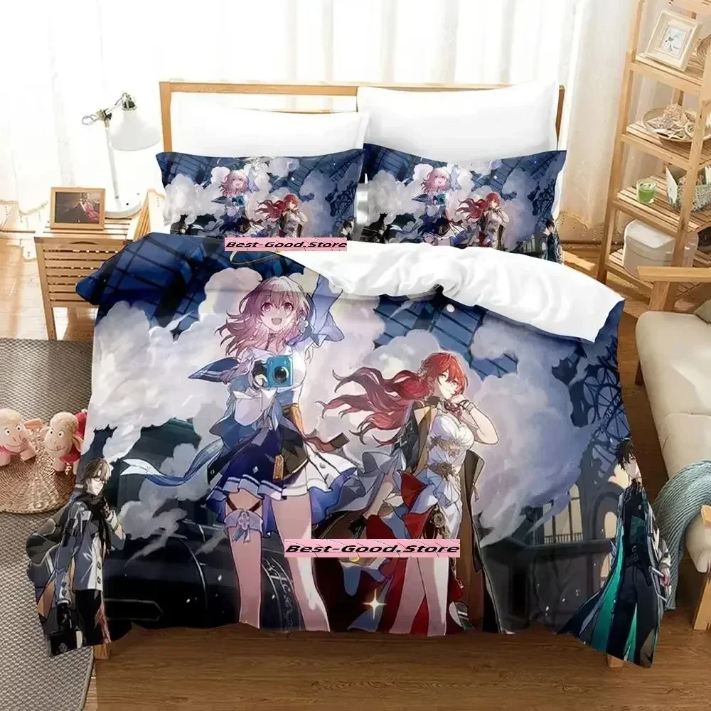 Honkai Star Rail Bedding Set Cartoon Anime Printed Bed Set Duvet Cover Pillowcase Linen Sheet Quilt Cover Full Queen King Size