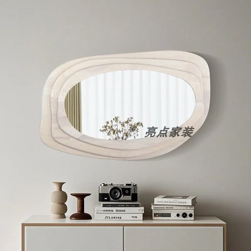 French art modeling mirror wall-mounted irregular fireplace decorative mirror light luxury special-shaped makeup mirror