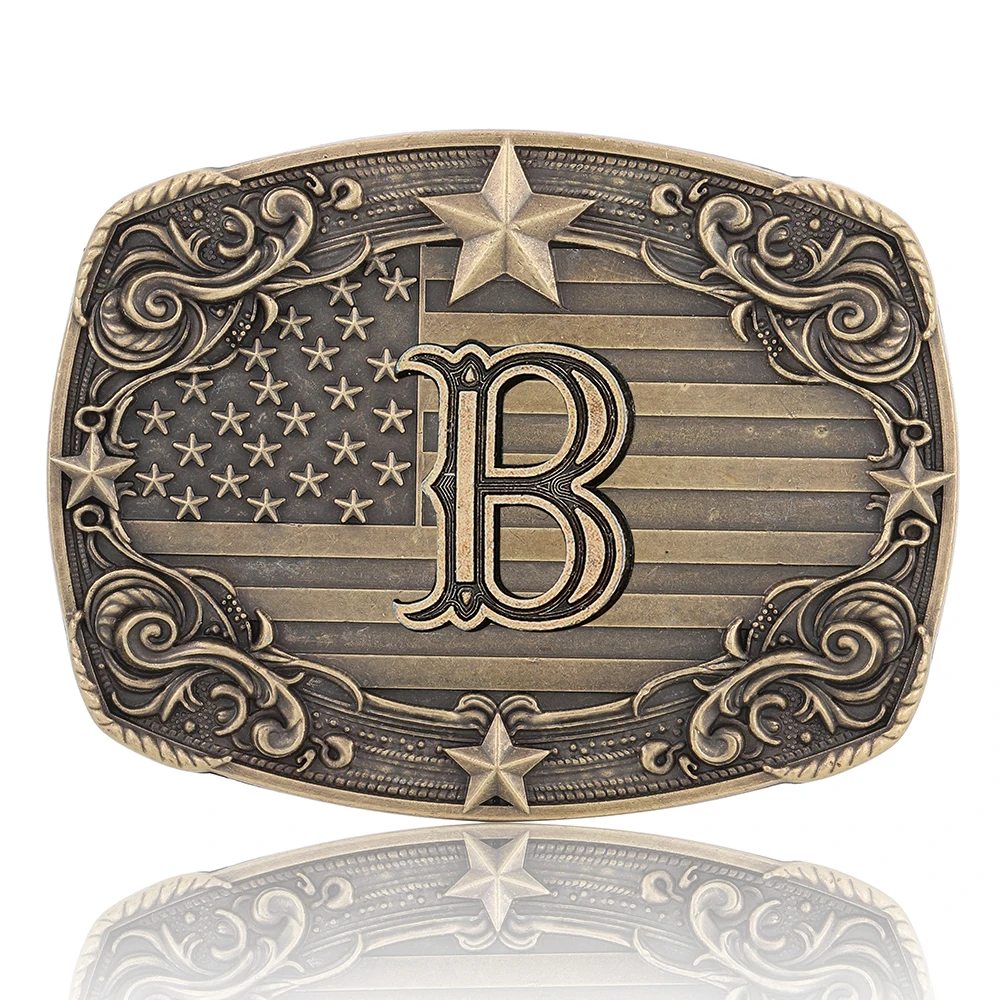 Cowboy Belt Buckle for Men Vintage Western Texas Initial Letter ABCDJMR to Z Belt Buckles