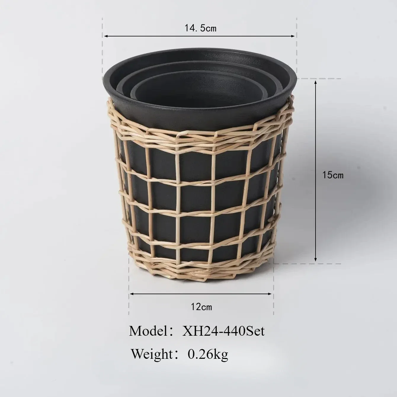 手作りの植木鉢,模造籐,鉢植え,モダン,シンプル,デスクトップ,黒,プラスチック,高品質,マルチストレージ