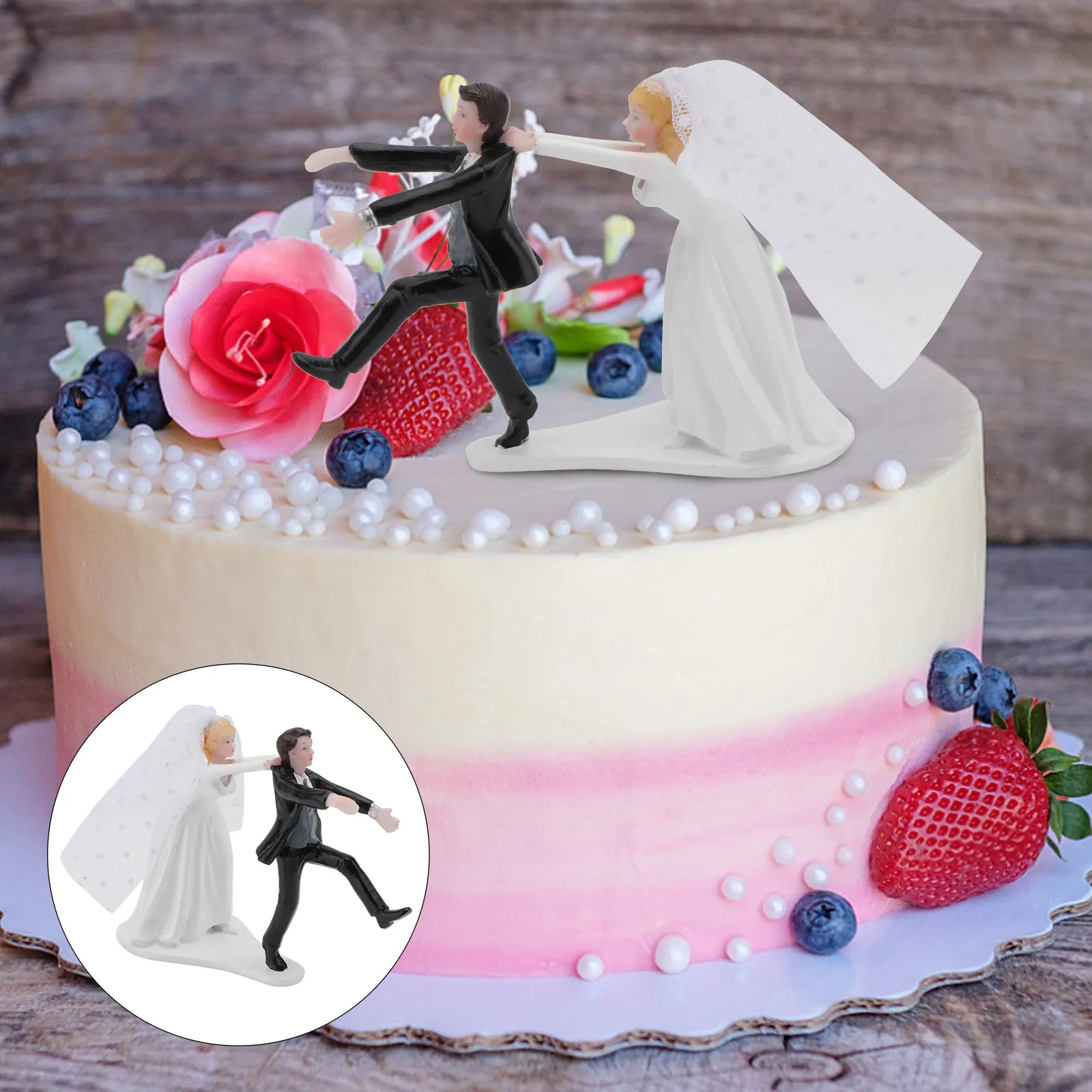 1Pcs Resin Bride Groom Wedding Cake Decor Cake Topper Dessert Ornament Valentine's Day Gifts Party Layout Desktop Decoration