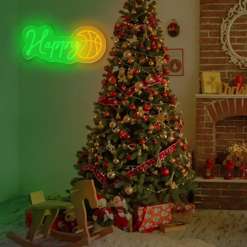 Letrero de neón LED de baloncesto personalizable, brillo ajustable alimentado por USB |   Decoración de dormitorio, sala de estar, oficina, fiesta y boda.