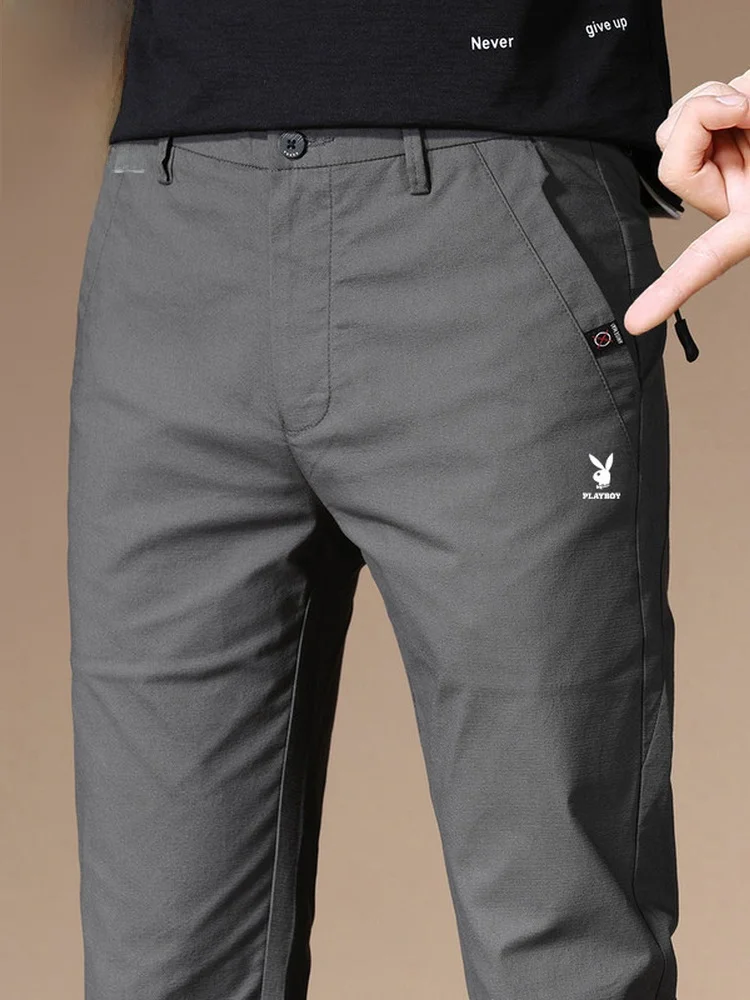 

Men's Slim Fit Casual Pants Spring 2024 Faionable Elastic Slim Leg Long Trousers Youthful Energy Cotton Nylon Spandex