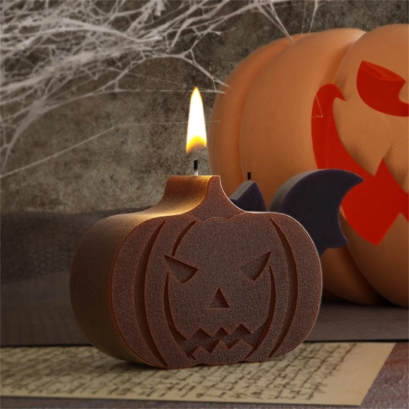 2Pcs Halloween Pumpkins Skull Bat Coffin Silicone Molds Silicone Concrete Cement Mould for Epoxy Resin Halloween Present