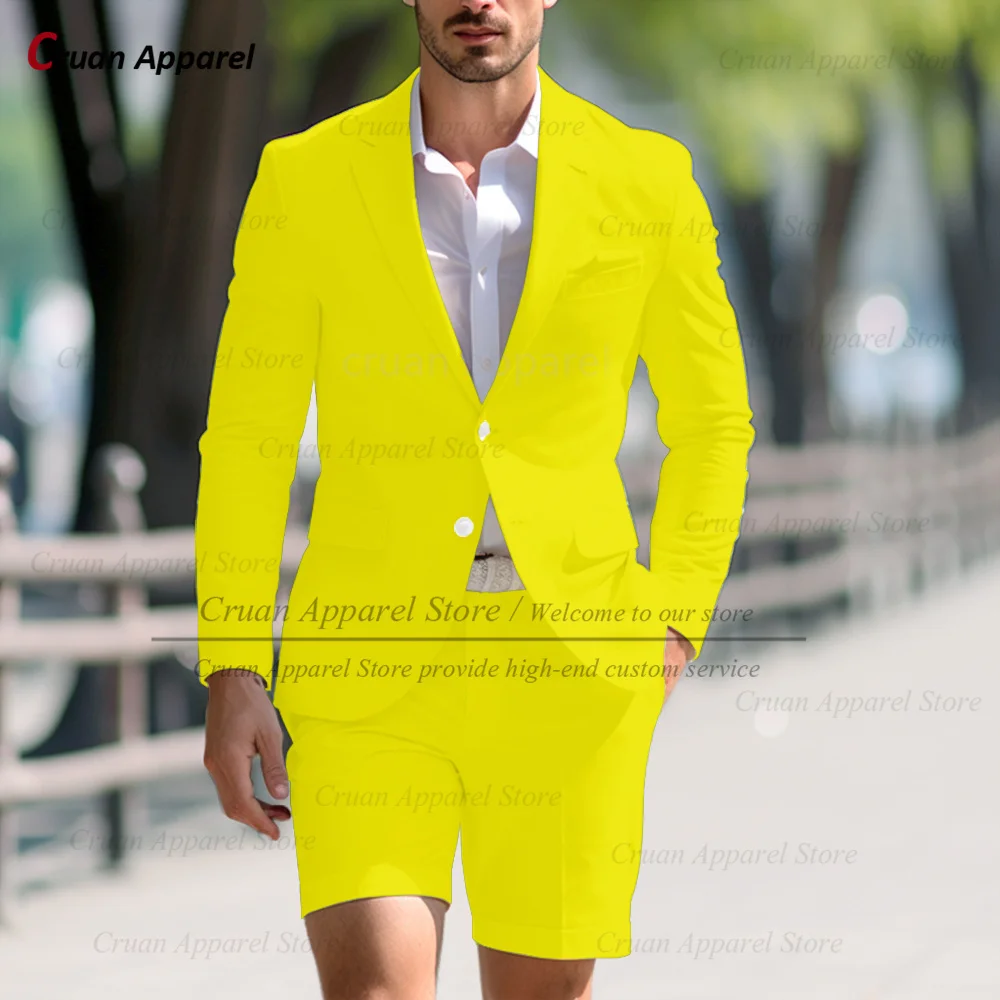 Summer Holiday Fashion Suit For Men Homecoming Formal Outfits Wedding Party Groomsman Custom Slim Fit Pink Blazer Shorts Sets