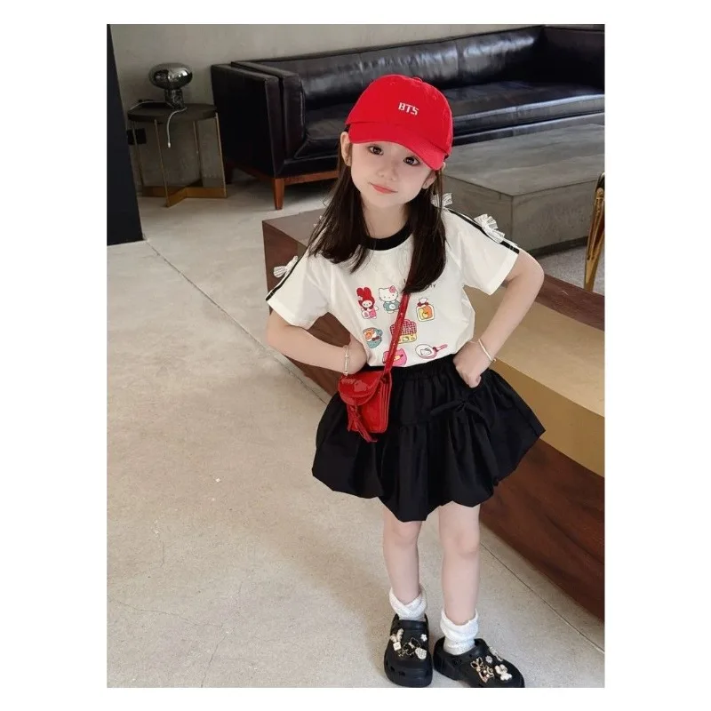 

Summer sweet, thin, pull-down Korean style regular set skirt, popular girl skirt top, children's clothing