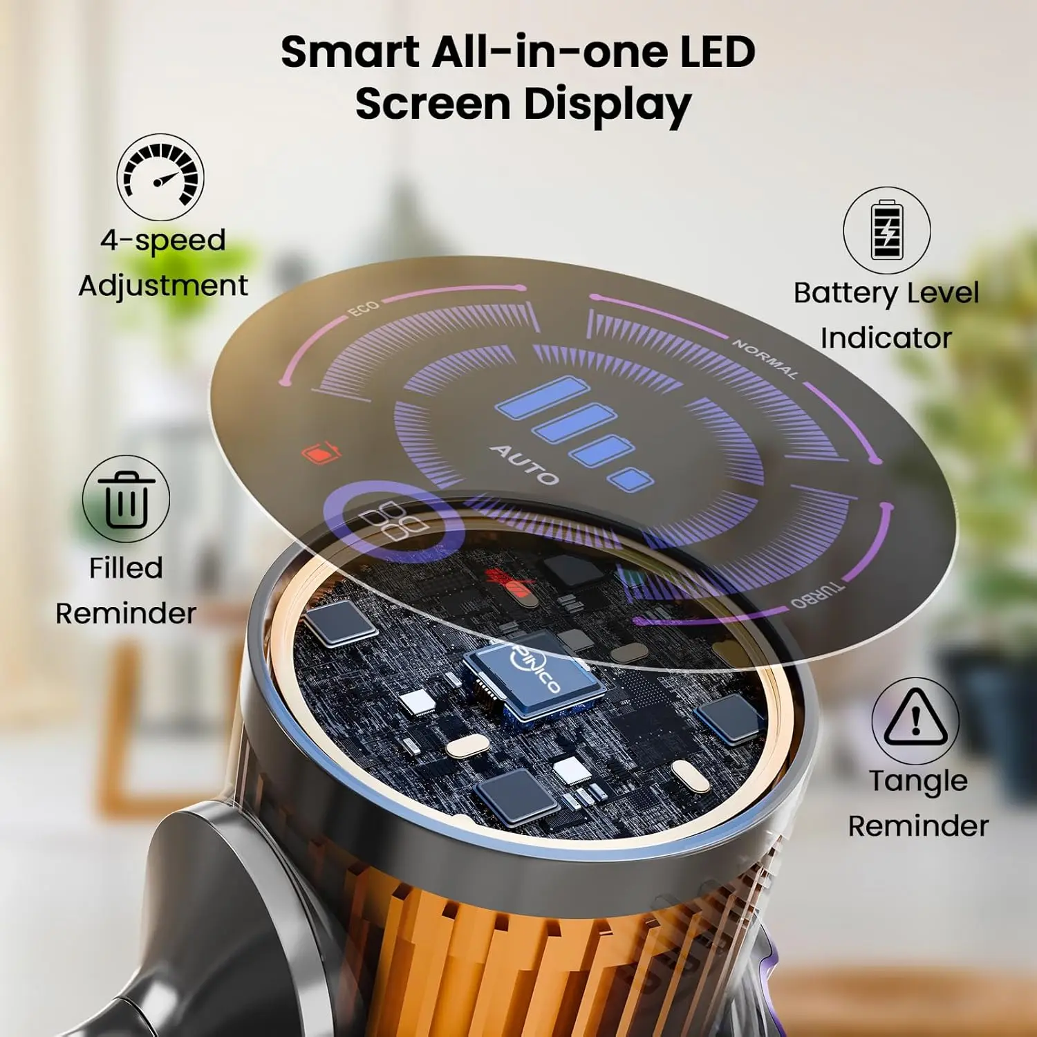 Aspirador de pó, aspirador de pó com display inteligente de 550 W/48 kPa, aspirador de pó com escova anti-emaranhado e tempo de execução de 60 minutos, por