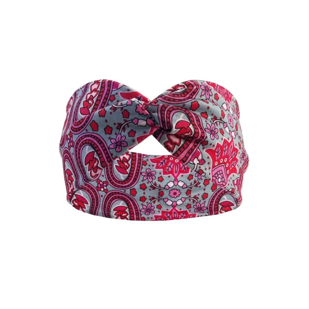 New Sweat Absorbent Bohemian Yoga Elastic Headband 10*25cm 10 Colors Sports Fitness Headband Ladies' Floral Printed Headband