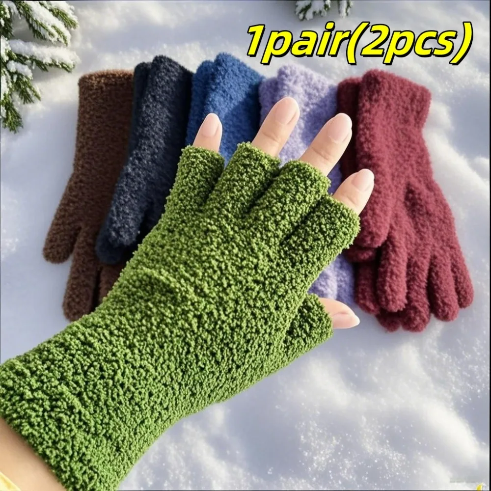 1 Pair of Women's Winter Gloves Extended Wrist and Cuff Thermal Gloves Plush Cold-Proof Gloves for Skiing Hiking and Commuting