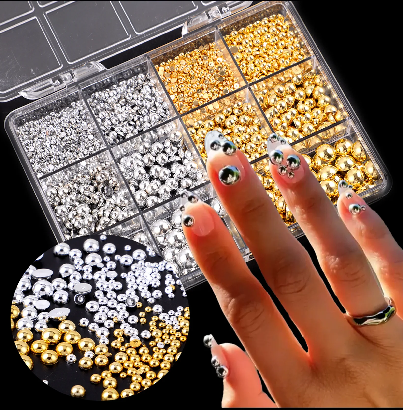 Wholesale New 12- Grid 3D Set Half Pear Nail Decoration Cartoon Mixed Set Box Resin Nail Charms
