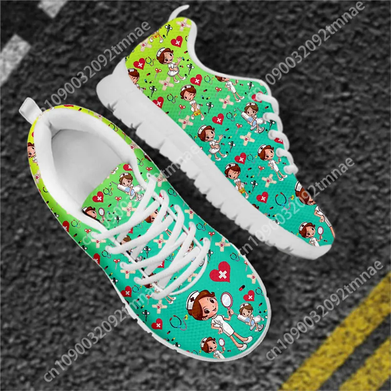 

Custom 2023 Fashion Women's Nurse Sneakers Cute Nurse Medical Healthcare Pattern Lace-up Flats Casual Nursing Footwear Hot