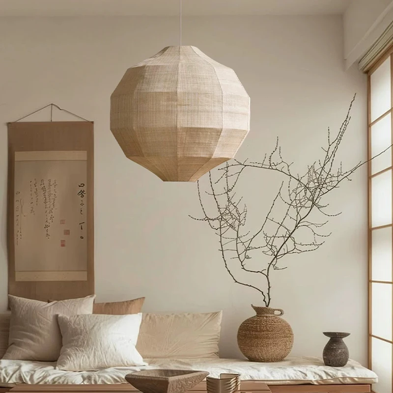 Japanese Wabi Sabi Fabric E27 Pendant Light Living Dining Room Bar Led Droplight Lighting Home Decor Bedroom Lustre Hanging Lamp