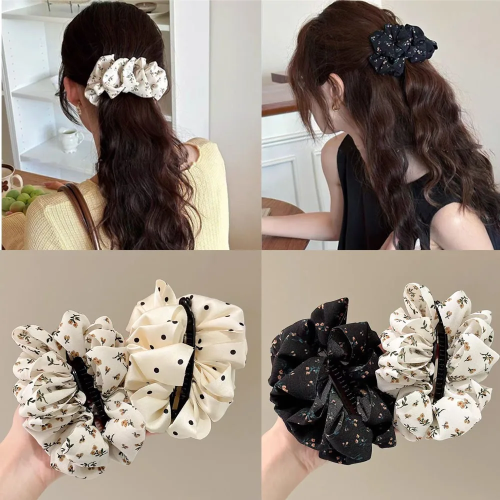

2pc Fashion Elegant Dot Flower Hair ClawClip Niche High-end Style Grab Clip Hair Accessory for Women Girls