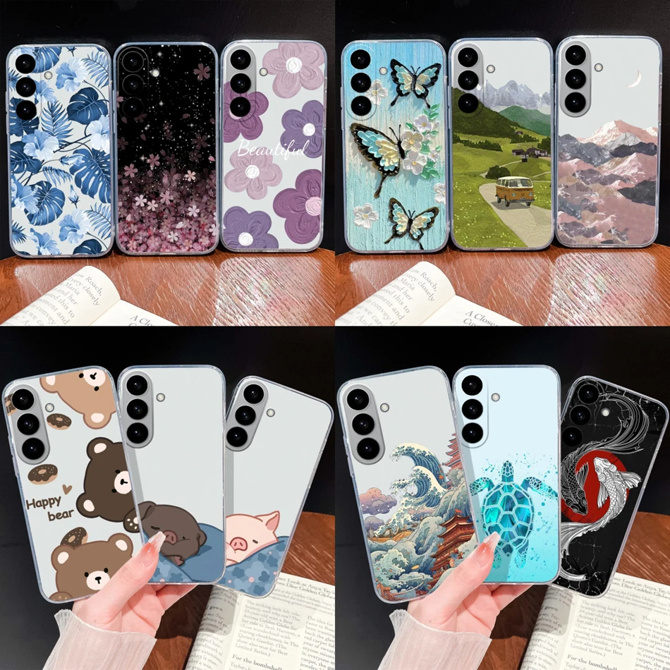 Phone Case For Samsung Galaxy S26 Plus Ultra Colorful Flowers Soft TPU Clear Silicone Housing For Samsung S 26 Lightweight Cover