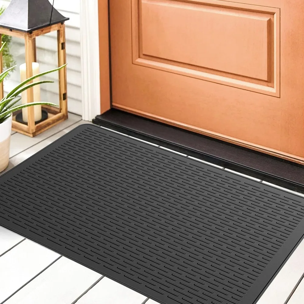 Extra große Silikon-Fußmatte für den Hauseingang, rutschfeste, wasserdichte Bodenabdeckung, leicht zu reinigender Schuhschaber-Teppich
