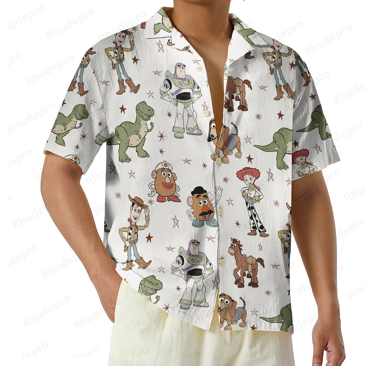Disney 2025 toy story natal camisa havaiana das mulheres dos homens crianças manga curta botão acima camisa de praia woody e amigos camisa