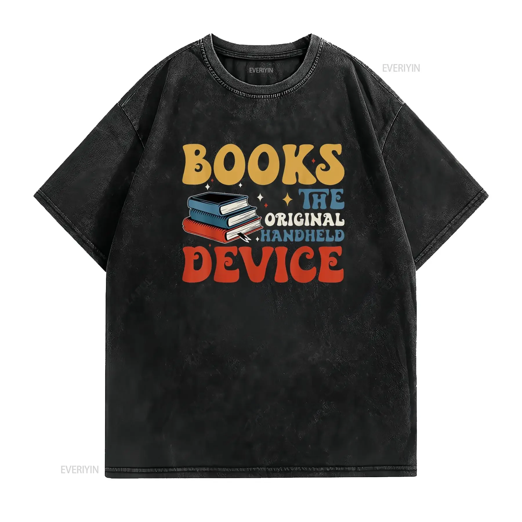 Books The Original Handheld Device Funny Book Reading Retro T Shirt vintage Washed Breathable designer clothes Casual Unisex