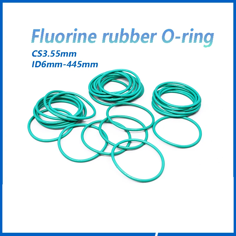 

FKM O Ring CS3.55mm ID6mm-445mm Green Fluorine Rubber O Ring Sealing Gasket Insulation Oil High Temperature Resistance Fluorine