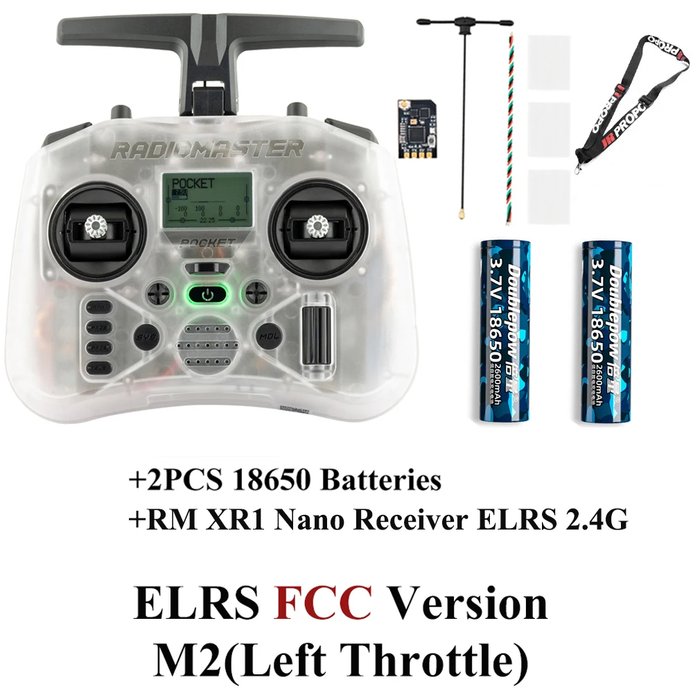 Radiomaster Pocket EdgeTX 2.4G radiocontroller FCC LBT (Mode2 linkshandig gaspedaal) CC2500 / ELRS Hall Gimbal-zender