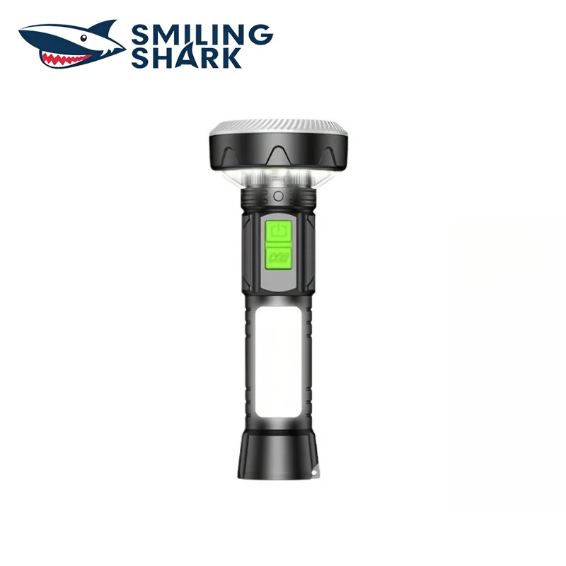 SMILING SHARK Handheld Flashlight Rechargeable Torch With Power Indicator 12 Light Modes For Hiking Emergency Night Work SD-5441